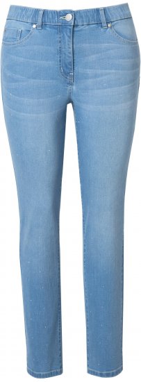 Ulla Popken Rhinestone Detail Stretch Fit Jeans Light Blue Denim - Jeans & Broeken in Grote Maten – Plus Size - 