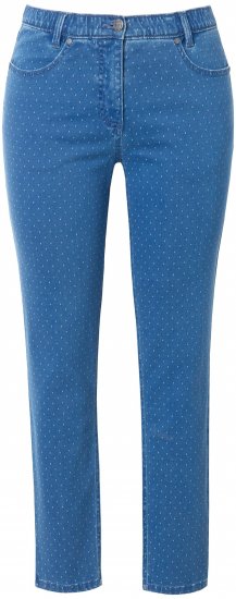 Ulla Popken Polka Dot Stretch Fit Jeans Blue Denim - Jeans & Broeken in Grote Maten – Plus Size - 