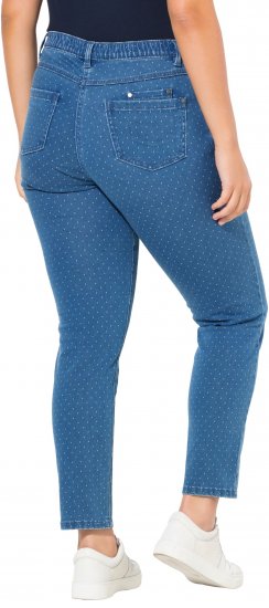 Ulla Popken Polka Dot Stretch Fit Jeans Blue Denim - Jeans & Broeken in Grote Maten – Plus Size - 