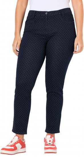 Ulla Popken Polka Dot Stretch Fit Jeans Denim Blue - Jeans & Broeken in Grote Maten – Plus Size - 