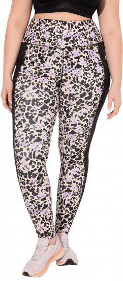 Ulla Popken Leopard Print Quick Drying Leggings Black - Jeans & Broeken in Grote Maten – Plus Size - 
