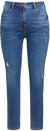 Ulla Popken Lightly Distressed Slim Leg Jeans Blue - Jeans & Broeken in Grote Maten – Plus Size - 