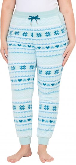 Ulla Popken Alpine Striped Plush Loungewear Pants Blue - Jeans & Broeken in Grote Maten – Plus Size - 