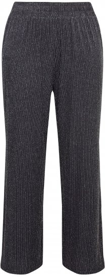 Ulla Popken Sparkling Pinstripe Elastic Waist Pants Black - Jeans & Broeken in Grote Maten – Plus Size - 