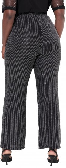 Ulla Popken Sparkling Pinstripe Elastic Waist Pants Black - Jeans & Broeken in Grote Maten – Plus Size - 