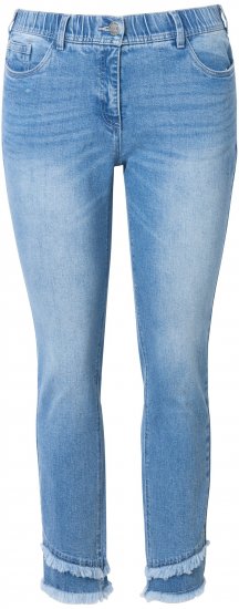 Ulla Popken Double Fringe Hem Stretch Fit Jeans Light Blue Denim - Jeans & Broeken in Grote Maten – Plus Size - 