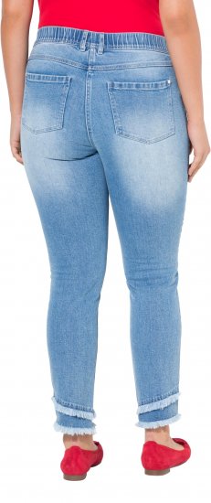Ulla Popken Double Fringe Hem Stretch Fit Jeans Light Blue Denim - Jeans & Broeken in Grote Maten – Plus Size - 