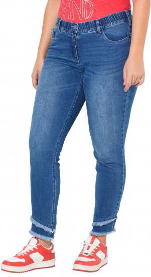 Ulla Popken Double Fringe Hem Stretch Fit Jeans Denim Blue - Jeans & Broeken in Grote Maten – Plus Size - 