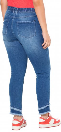 Ulla Popken Double Fringe Hem Stretch Fit Jeans Denim Blue - Jeans & Broeken in Grote Maten – Plus Size - 