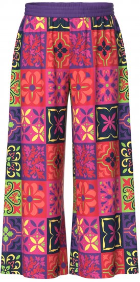 Ulla Popken Tile Print Wide Leg Palazzo Pants Purple - Jeans & Broeken in Grote Maten – Plus Size - 