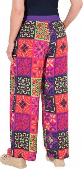 Ulla Popken Tile Print Wide Leg Palazzo Pants Purple - Jeans & Broeken in Grote Maten – Plus Size - 