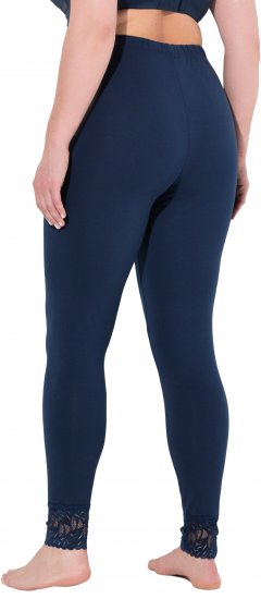 Ulla Popken Lace Trim Leggings Navy - Jeans & Broeken in Grote Maten – Plus Size - 