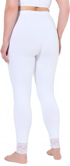 Ulla Popken Lace Trim Leggings White - Jeans & Broeken in Grote Maten – Plus Size - 