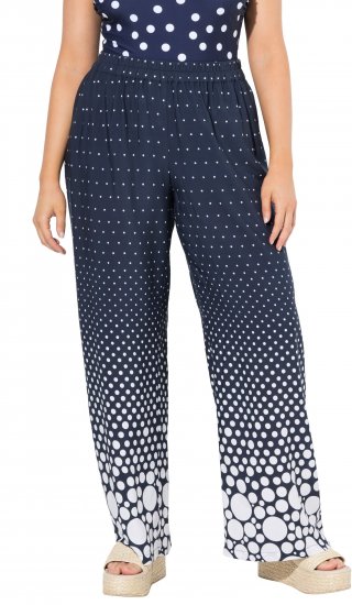 Ulla Popken Dot Gradient Wide Leg Elastic Waist Palazzo Pants Grey - Jeans & Broeken in Grote Maten – Plus Size - 