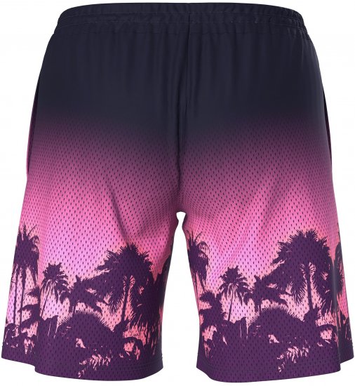 Ulla Popken Active Wide Leg Elastic Waist Palm Tree Pattern Mesh Shorts Black - Jeans & Broeken in Grote Maten – Plus Size - 