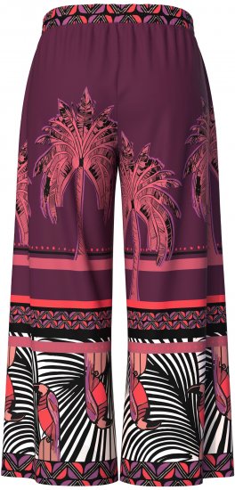 Ulla Popken Mixed Palm Print Elastic Waist Palazzo Pants Red - Jeans & Broeken in Grote Maten – Plus Size - 