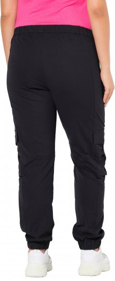 Ulla Popken Elastic Hem Stretch Fit Cargo Pants Black - Jeans & Broeken in Grote Maten – Plus Size - 