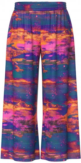 Ulla Popken Abstract Sunset Elastic Waist Palazzo Pants Orange - Jeans & Broeken in Grote Maten – Plus Size - 