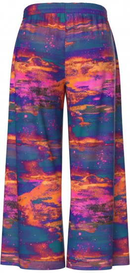 Ulla Popken Abstract Sunset Elastic Waist Palazzo Pants Orange - Jeans & Broeken in Grote Maten – Plus Size - 