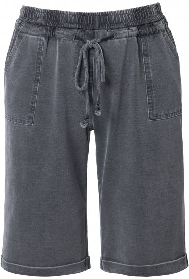 Ulla Popken Indigo Dyed Elastic Waist Jersey Shorts Black - Jeans & Broeken in Grote Maten – Plus Size - 