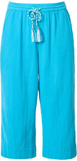 Ulla Popken Muslin Elastic Waist Culottes Blue - Jeans & Broeken in Grote Maten – Plus Size - 