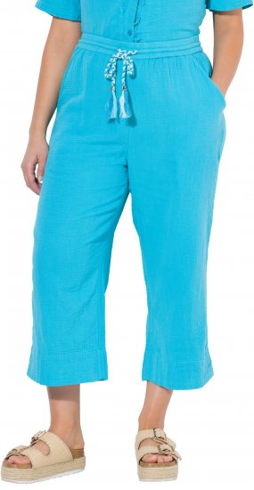 Ulla Popken Muslin Elastic Waist Culottes Blue - Jeans & Broeken in Grote Maten – Plus Size - 