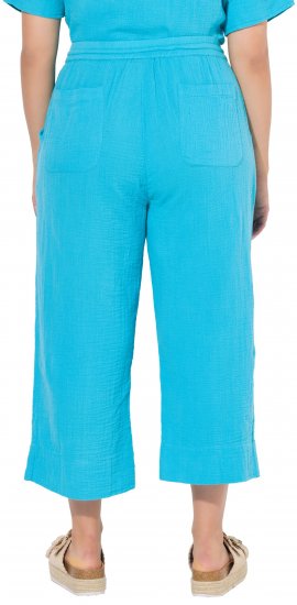 Ulla Popken Muslin Elastic Waist Culottes Blue - Jeans & Broeken in Grote Maten – Plus Size - 