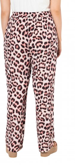 Ulla Popken Leopard Print Elastic Waist Pants White - Jeans & Broeken in Grote Maten – Plus Size - 