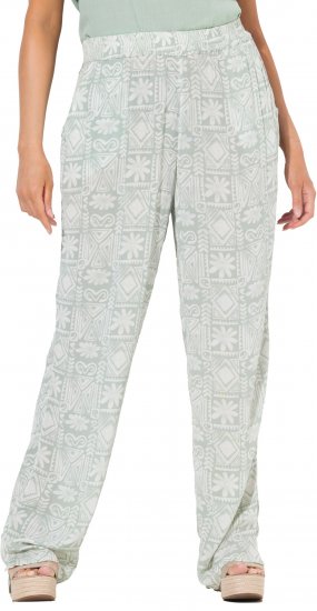 Ulla Popken Mosaic Print Elastic Waist Pants White - Jeans & Broeken in Grote Maten – Plus Size - 