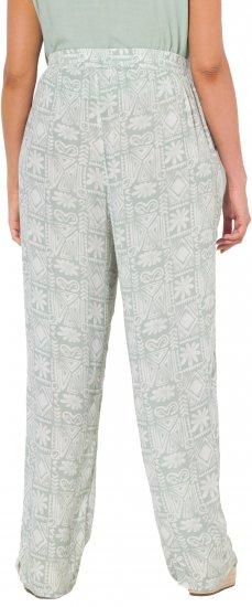 Ulla Popken Mosaic Print Elastic Waist Pants White - Jeans & Broeken in Grote Maten – Plus Size - 