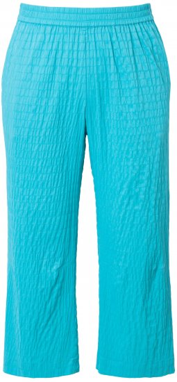 Ulla Popken Textured Elastic Waist Cropped Pants Deep Aqua - Jeans & Broeken in Grote Maten – Plus Size - 