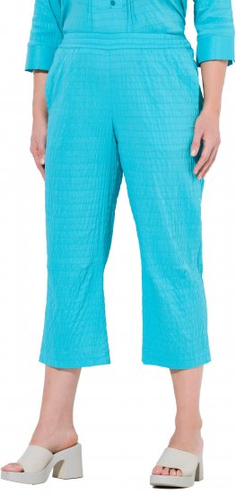 Ulla Popken Textured Elastic Waist Cropped Pants Deep Aqua - Jeans & Broeken in Grote Maten – Plus Size - 