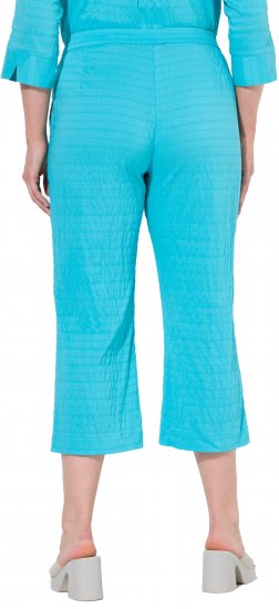 Ulla Popken Textured Elastic Waist Cropped Pants Deep Aqua - Jeans & Broeken in Grote Maten – Plus Size - 