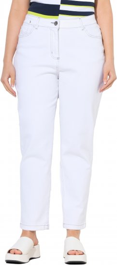Ulla Popken Used Look 5 Pocket Comfy Waistband Mom Jeans Snow White - Jeans & Broeken in Grote Maten – Plus Size - 