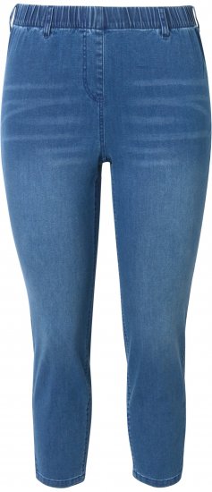 Ulla Popken Cropped Denim Look Stretch Fit Leggings Light Blue Denim - Jeans & Broeken in Grote Maten – Plus Size - 