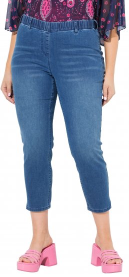 Ulla Popken Cropped Denim Look Stretch Fit Leggings Light Blue Denim - Jeans & Broeken in Grote Maten – Plus Size - 