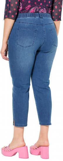 Ulla Popken Cropped Denim Look Stretch Fit Leggings Light Blue Denim - Jeans & Broeken in Grote Maten – Plus Size - 