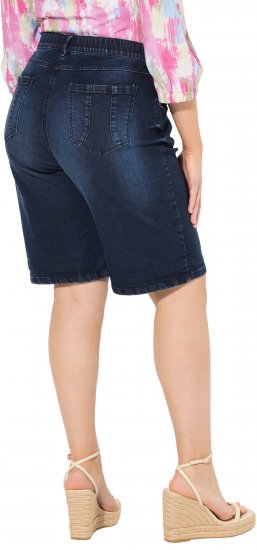 Ulla Popken Denim Wide Leg Elastic Waist Bermuda Shorts Denim Blue - Jeans & Broeken in Grote Maten – Plus Size - 