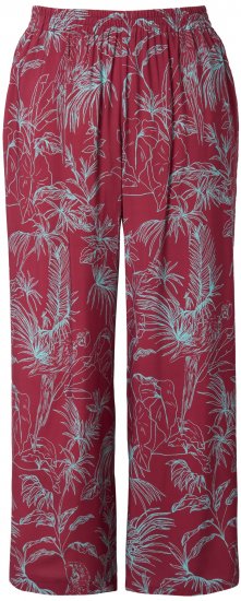 Ulla Popken Wide Leg Elastic Waist Jungle Print Palazzo Pants Brown - Jeans & Broeken in Grote Maten – Plus Size - 