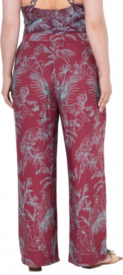 Ulla Popken Wide Leg Elastic Waist Jungle Print Palazzo Pants Brown - Jeans & Broeken in Grote Maten – Plus Size - 