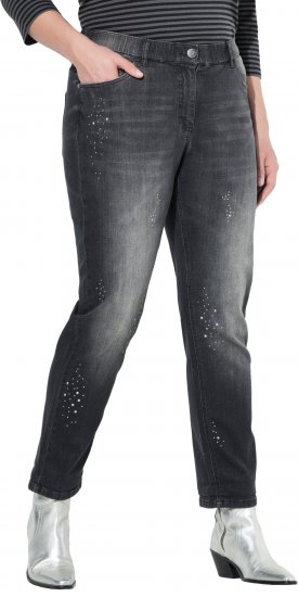 Ulla Popken Rivet Detail Stretch Fit Boyfriend Jeans Black - Jeans & Broeken in Grote Maten – Plus Size - 