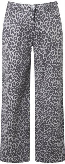 Ulla Popken Leopard Print Stretch Fit Jeans Beige - Jeans & Broeken in Grote Maten – Plus Size - 