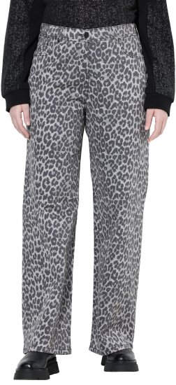 Ulla Popken Leopard Print Stretch Fit Jeans Beige - Jeans & Broeken in Grote Maten – Plus Size - 