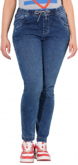 Ulla Popken Drawstring Jeggings Blue - Jeans & Broeken in Grote Maten – Plus Size - 