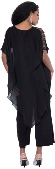 Ulla Popken Layered Chiffon Wrap Jumpsuit Grey - Jeans & Broeken in Grote Maten – Plus Size - 