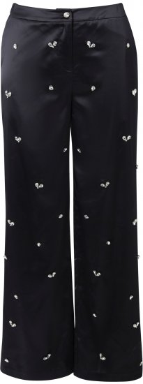 Ulla Popken Rhinestone Detail Comfort Waist Pants Black - Jeans & Broeken in Grote Maten – Plus Size - 