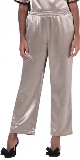 Ulla Popken Metallic Satin Elastic Waist Pants Orange - Jeans & Broeken in Grote Maten – Plus Size - 