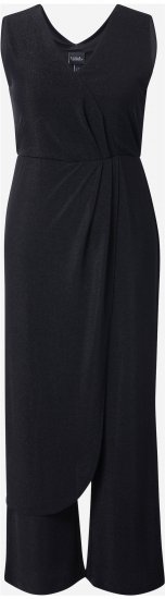 Ulla Popken Draped Sleeveless Glitter Jumpsuit Navy - Jeans & Broeken in Grote Maten – Plus Size - 