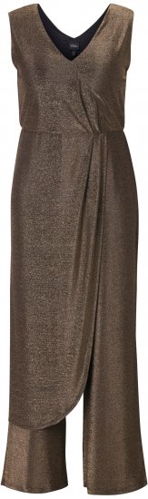 Ulla Popken Draped Sleeveless Glitter Jumpsuit Pearl White - Jeans & Broeken in Grote Maten – Plus Size - 