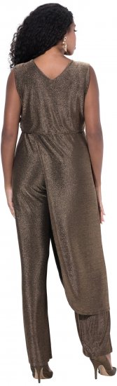 Ulla Popken Draped Sleeveless Glitter Jumpsuit Pearl White - Jeans & Broeken in Grote Maten – Plus Size - 